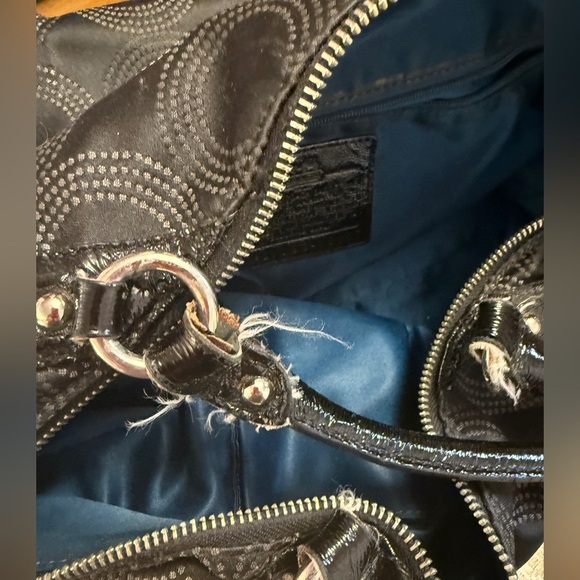 Coach Madison Satchel Black With Dust bag Blue Interior - Picture 6 of 11